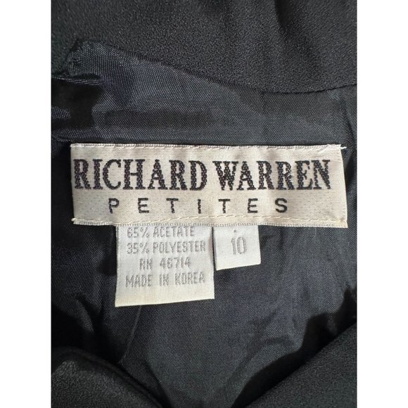 Richard Warren Petites Beaded Sleeve Long Black Dress 10P Black Acetate Blend - Picture 4 of 16